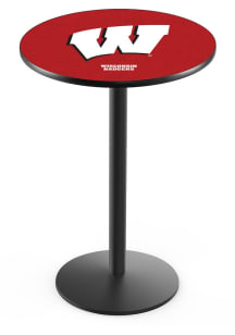 Black Wisconsin Badgers Black Round Base Pub Table