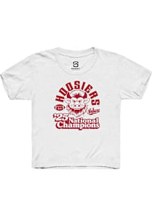Summit Sportswear Indiana Hoosiers Youth White Vintage 2025 National Champions Short Sleeve T-Shir..