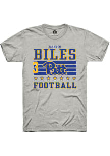 Rasheem Biles Rally Mens Ash Pitt Panthers NIL Striped Player T Shirt
