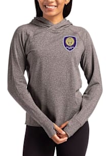 Cutter and Buck Orlando City SC Womens Black Adapt Knit Hood Hooded Sweatshirt