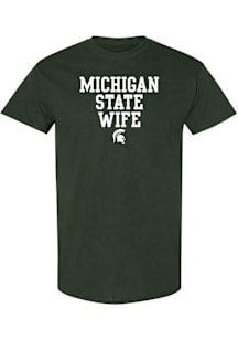 Michigan State Spartans Womens Green Basic Block Wife Short Sleeve T-Shirt