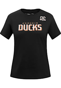 Pro Standard Anaheim Ducks Womens Black Classic Chenille Short Sleeve T-Shirt