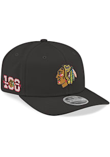 New Era Chicago Blackhawks Centennial 9SEVENTY Stretch Snap Adjustable Hat - Black