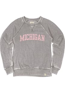 Blue 84 Michigan Womens Grey Arch Wordmark Crew Sweatshirt