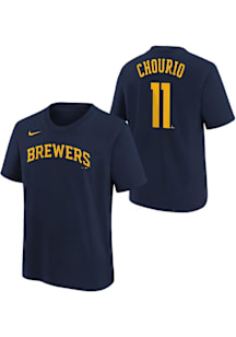 Jackson Chourio Milwaukee Brewers Youth Navy Blue Player NN Player Tee