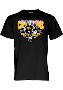 Blue 84 Iowa Hawkeyes Black 2025 ReliaQuest Bowl Football Champions Short Sleeve T Shirt