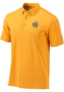 Mens Michigan Wolverines Gold Columbia Vault Heat Seal Omni Wick Drive Short Sleeve Polo Shirt