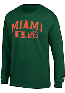 Champion Miami Hurricanes Green Jersey Long Sleeve T Shirt