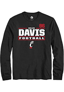 Kellen Davis Cincinnati Bearcats Black Football NIL Stacked Box Long Sleeve Player T Shirt