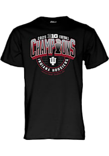 Blue 84 Indiana Hoosiers Black 2025 Big Ten Football Champions Locker Room Short Sleeve T Shirt