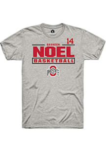 Brandon Noel Ohio State Buckeyes Ash NIL Stacked Box Short Sleeve Player T Shirt