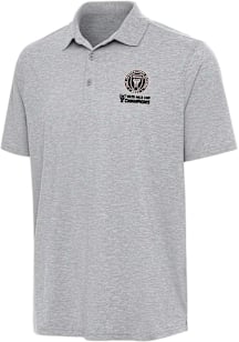 Antigua Inter Miami CF Mens Grey 2025 Cup Champions Par 3 Short Sleeve Polo