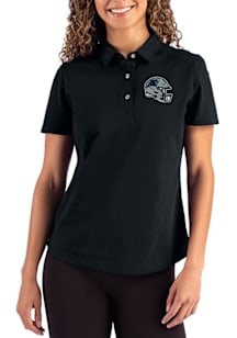 Cutter and Buck Carolina Panthers Womens Black Helmet Advantage Short Sleeve Polo Shirt