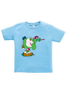 Phillie Phanatic  Soft As A Grape Philadelphia Phillies Toddler Light Blue Mascot Pitching Short S..