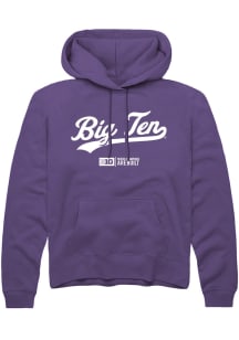 Mens Big Ten Purple Rally Script Design Hooded Sweatshirt