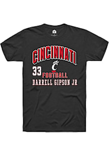 Darrell Gipson Jr Cincinnati Bearcats Black Football NIL Arch Logo Short Sleeve Player T Shirt