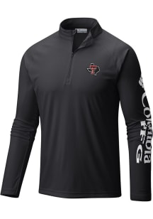 Columbia Texas Tech Red Raiders Mens Black Heat Seal Terminal Tackle Long Sleeve Qtr Zip Pullover