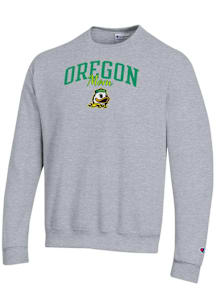 Champion Oregon Ducks Mens Grey Mom Script Powerblend Long Sleeve Crew Sweatshirt