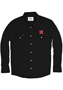 Snaps Nebraska Cornhuskers Mens Black Tailgater Long Sleeve Dress Shirt