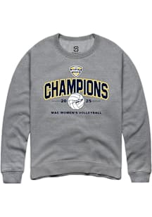 Summit Sportswear Toledo Rockets Mens Grey MAC 2025 Volleyball Champions Long Sleeve Crew Sweatshi..
