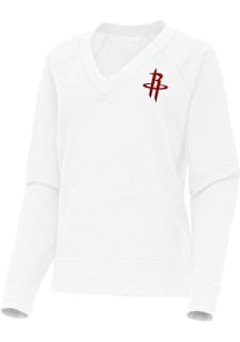 Antigua Houston Rockets Womens White Varsity Crew Sweatshirt