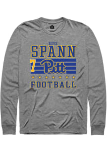 Deuce Spann Mens Grey Pitt Panthers NIL Striped Long Sleeve Player T Shirt