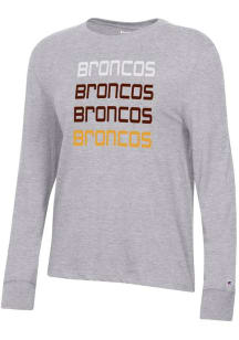 Womens Western Michigan Broncos Grey Champion Repeat Mascot Core LS Tee