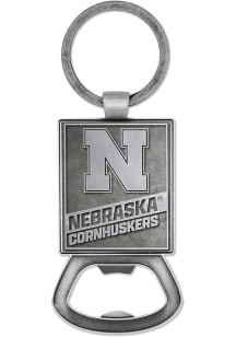 Grey Nebraska Cornhuskers Double Sided Pewter Bottle Opener Keychain