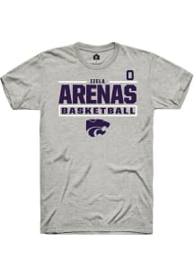 Izela Arenas Rally Mens Ash K-State Wildcats NIL Stacked Box Player T Shirt