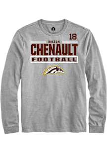 Aveion Chenault Western Michigan Broncos Grey Football NIL Stacked Box Long Sleeve Player T Shirt