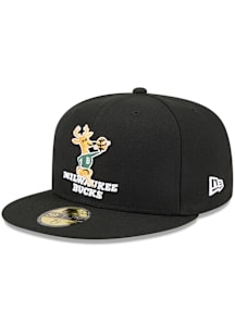 New Era Milwaukee Bucks Mens Black Hardwood Classic 59FIFTY Fitted Hat