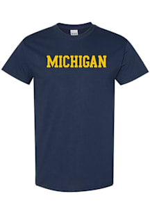 Michigan Wolverines Navy Blue Basic Block Short Sleeve T Shirt