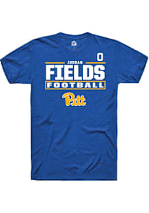 Jordan Fields Rally Mens Blue Pitt Panthers NIL Stacked Box Player T Shirt