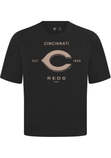 Levelwear Cincinnati Reds Black Signature Knit Crossway Short Sleeve Fashion T Shirt