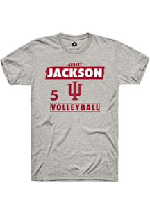 Audrey Jackson Indiana Hoosiers Ash NIL Striped Short Sleeve Player T Shirt