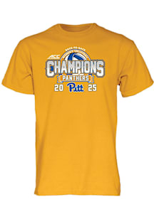 Pitt Panthers Gold 2025 ACC Volleyball Champions Back-To-Back Short Sleeve T Shirt