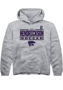 Lily Hendrickson Rally Youth Grey K-State Wildcats NIL Stacked Box Long Sleeve Player Hoodie
