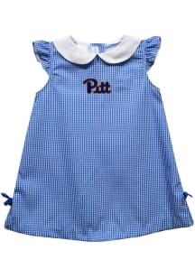 Baby Girls Pitt Panthers Blue Vive La Fete Gingham Short Sleeve Dress