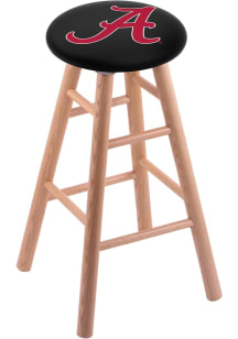 Alabama Crimson Tide Script Round Cushion Oak Pub Stool - Brown
