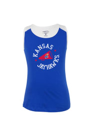 Kansas Jayhawks Girls Blue Kelsey Short Sleeve Tank Top