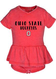 Ohio State Buckeyes Baby Girls Red Penny Burnout Short Sleeve Dress