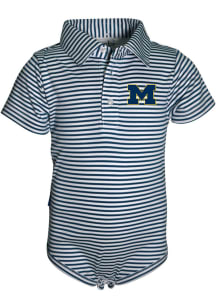 Michigan Wolverines Baby Navy Blue Carson Short Sleeve One Piece Polo