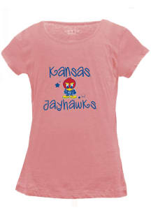 Kansas Jayhawks Girls Pink Charlotte Script Baby Jay Short Sleeve Fashion T-Shirt
