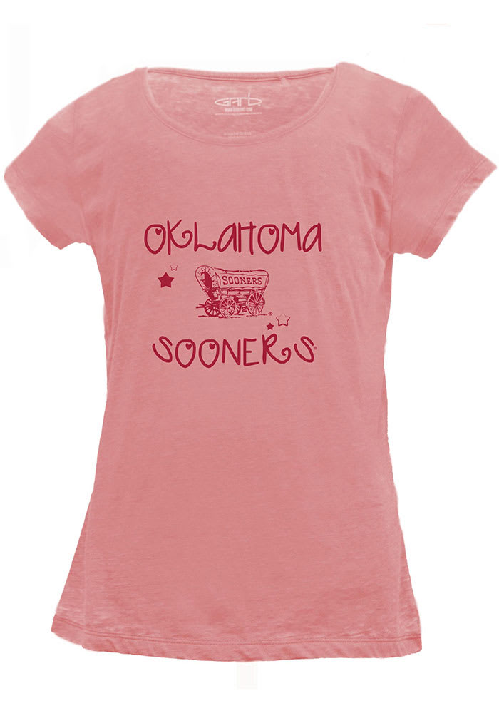 Oklahoma Sooners Girls Pink Charlotte Script Short Sleeve Fashion T-Shirt