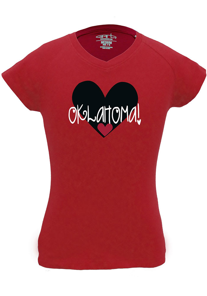 Oklahoma Sooners Toddler Girls Cardinal Vickie Heart Short Sleeve T-Shirt