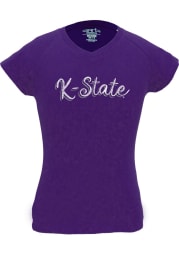 K-State Wildcats Toddler Girls Purple Double Script Short Sleeve T-Shirt