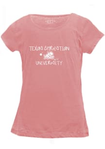 TCU Horned Frogs Girls Pink Charlotte Mascot Heart Short Sleeve Fashion T-Shirt