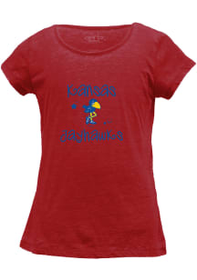 Kansas Jayhawks Girls Red Charlotte Short Sleeve Fashion T-Shirt
