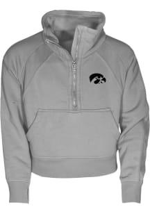 Girls Grey Iowa Hawkeyes Dawn LS Tops Qtr Zip