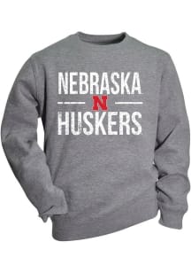 Nebraska Cornhuskers Youth Grey Cruz Long Sleeve Crew Sweatshirt